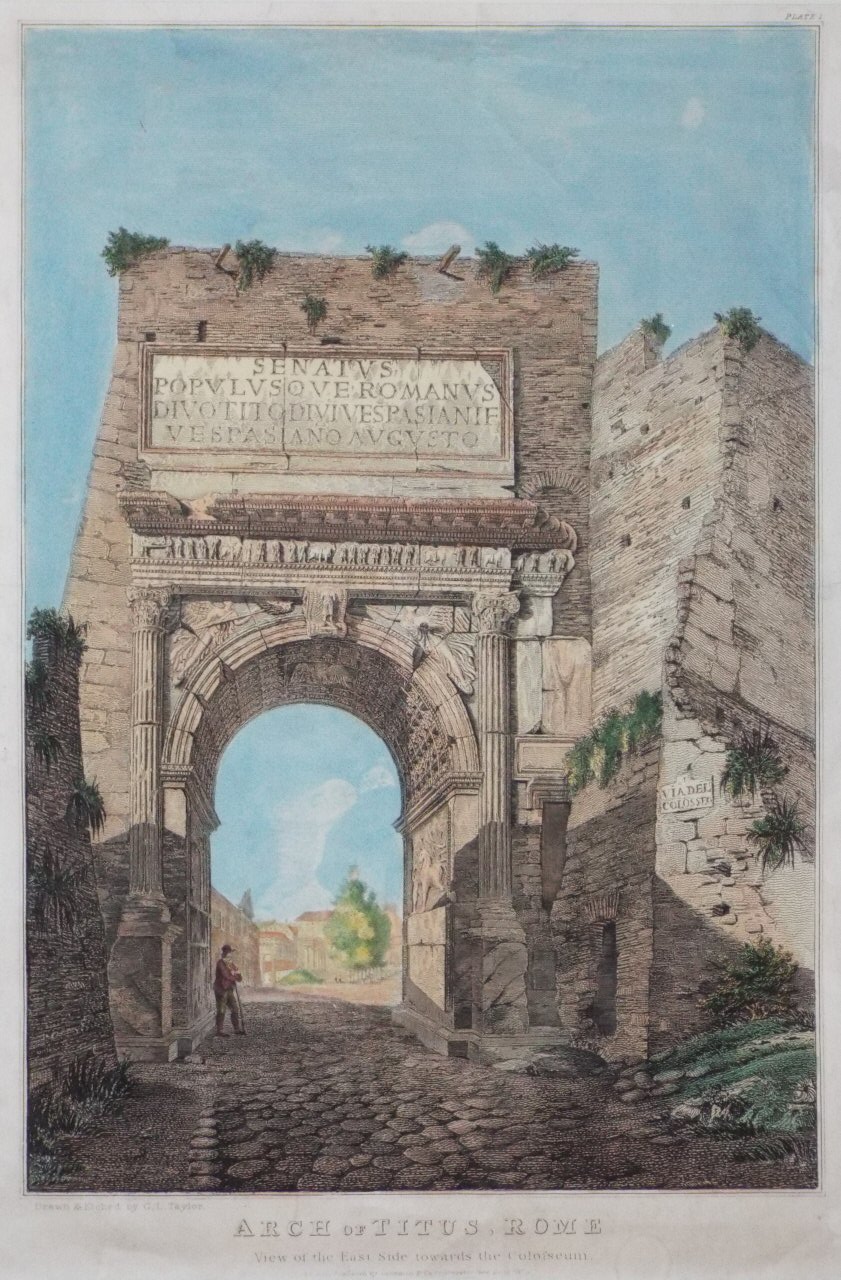 Print - Arch of Titus. View of the East Side towards the Colosseum. - Taylor